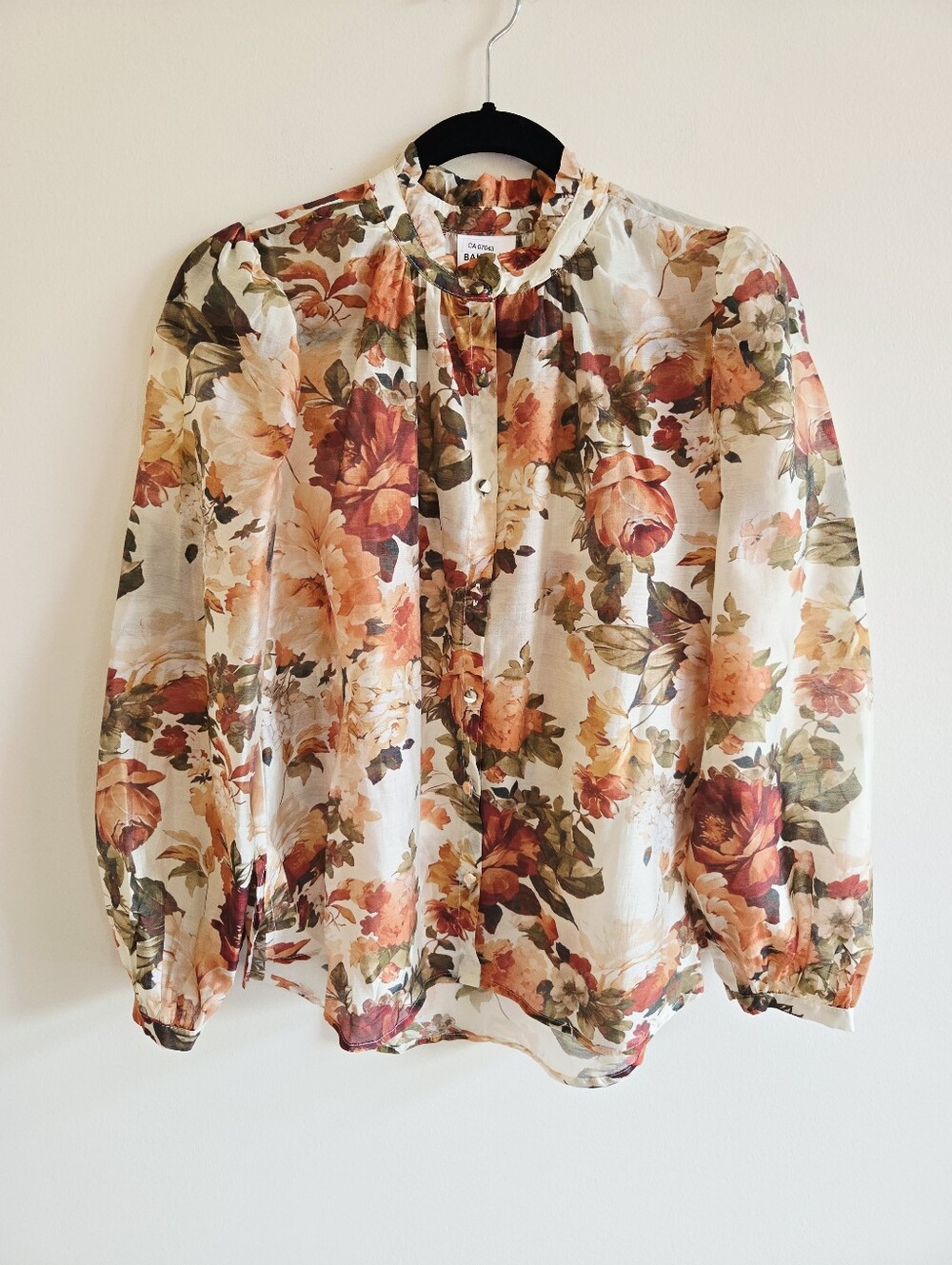 BAILEY 44 | S Lyocell Floral Button Down Blouse I cream brown rusty orange